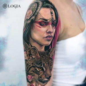 Tatuaje retrato en el hombro Laura Egea 
